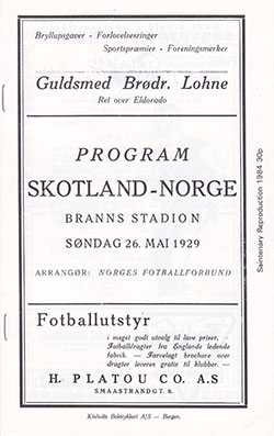 Norway v Scotland 1929 insert