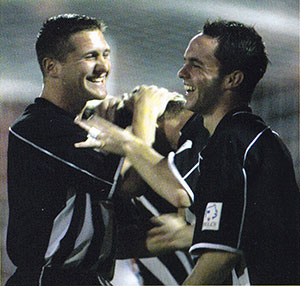 Hugh Murray and Paul Rudden celebrate St. Mirren's goal