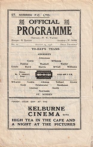 St.Mirren v Aberdeen 1946