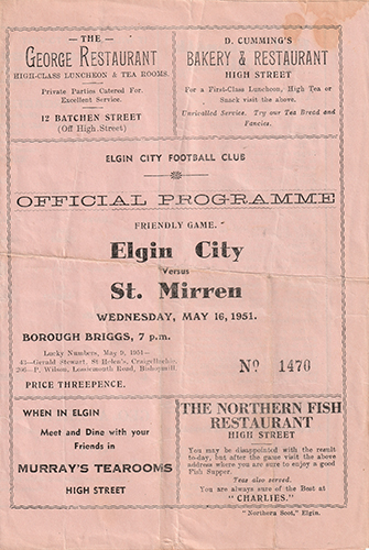 Elgin City v St.Mirren 1951