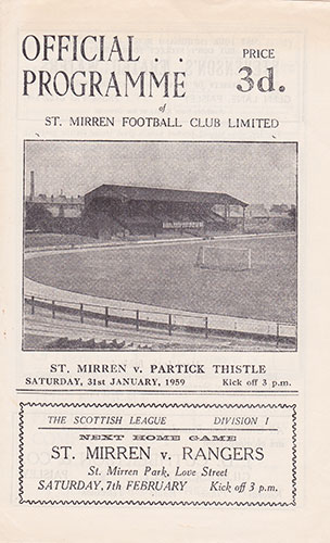 St. Mirren v Partick T. 1959
