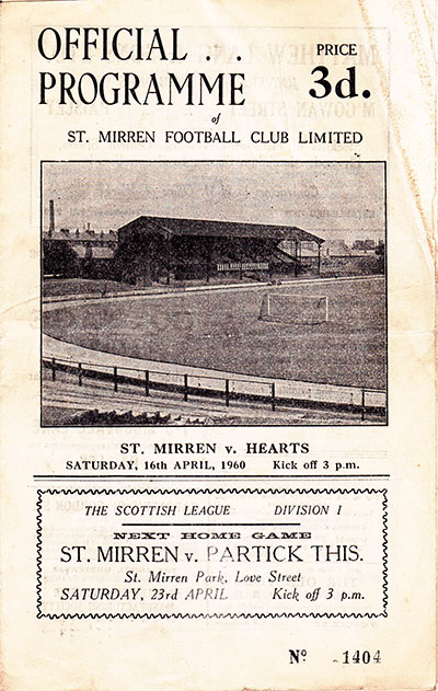 St. Mirren v Hearts 1960