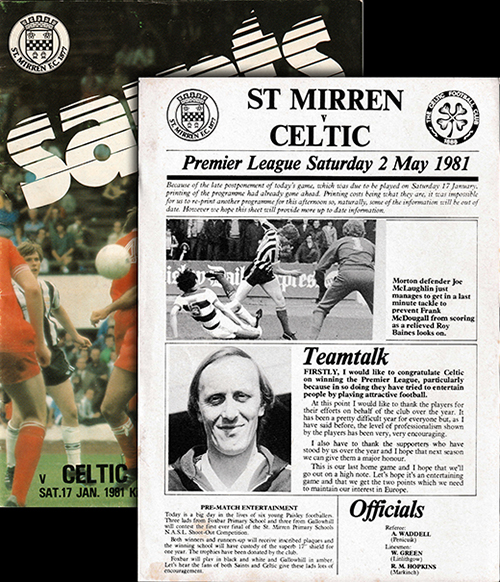 St. Mirren v Celtic 1981